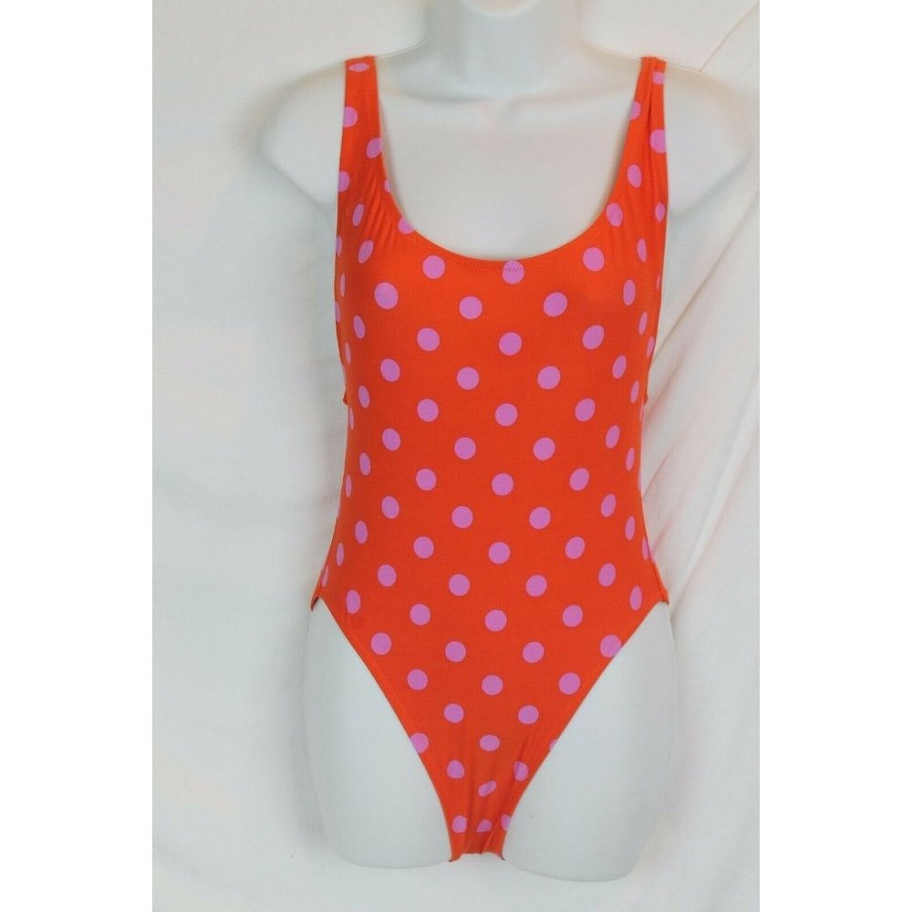 J.Crew $110 Women's Plunging Scoopback One piece Swimsuit Polka Dot 6 K3016